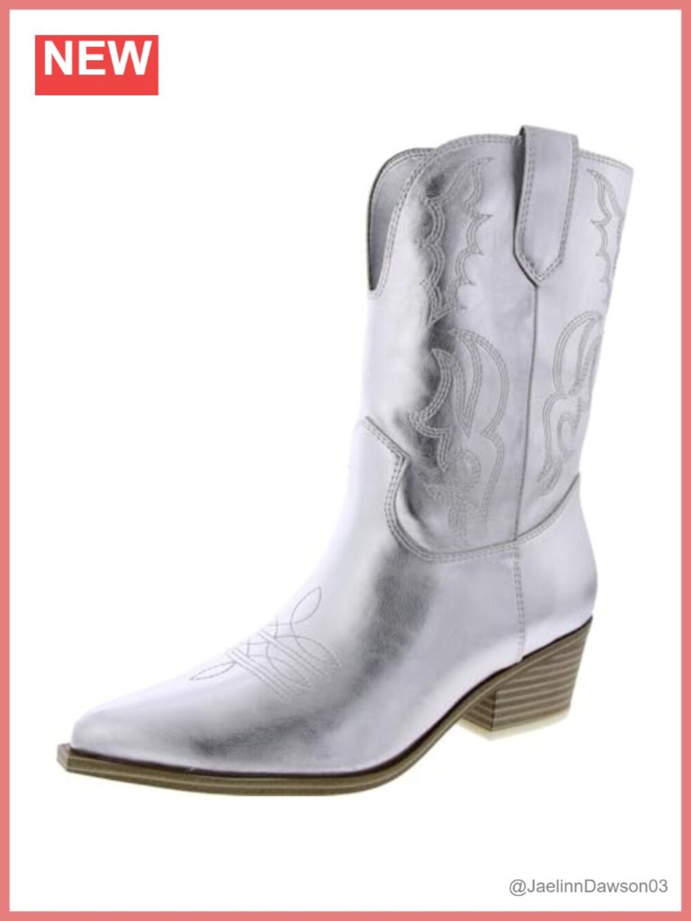 Nine West Yodown Women's Mid-Calf Western Boots Pull-On Embroidered Block Heel